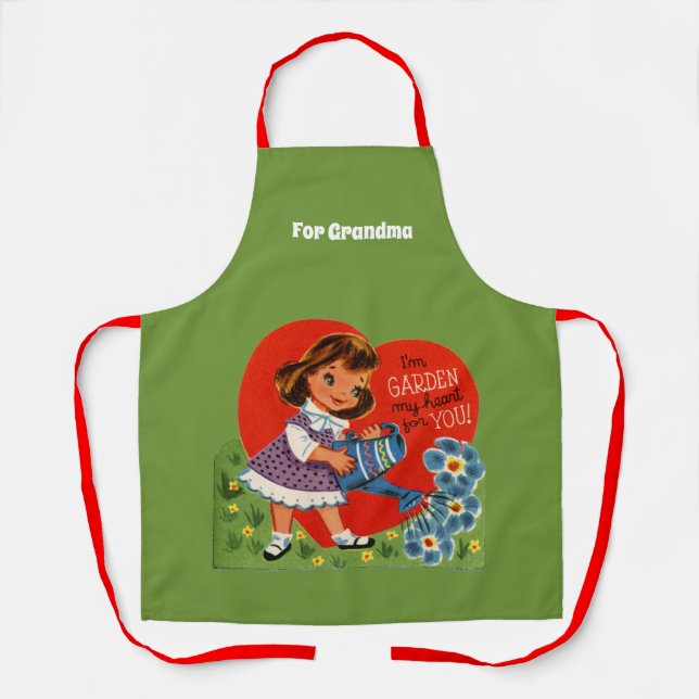 Vintage Apron Retro Grandma Gardening Cooking Gift (Front)