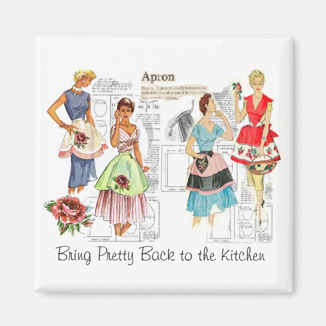 Vintage Apron Sewing Pattern Magnet (Front)