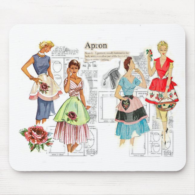 Vintage Apron Sewing Pattern Mouse Pad (Front)