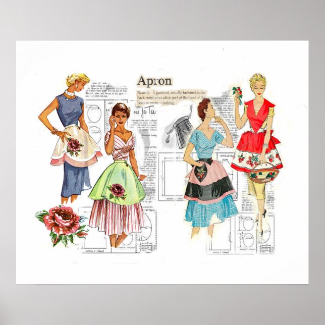 Vintage Apron Sewing Pattern Poster (Front)