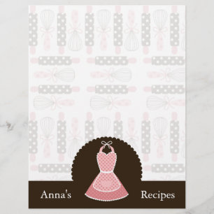 Vintage Apron with utensils Recipe Card