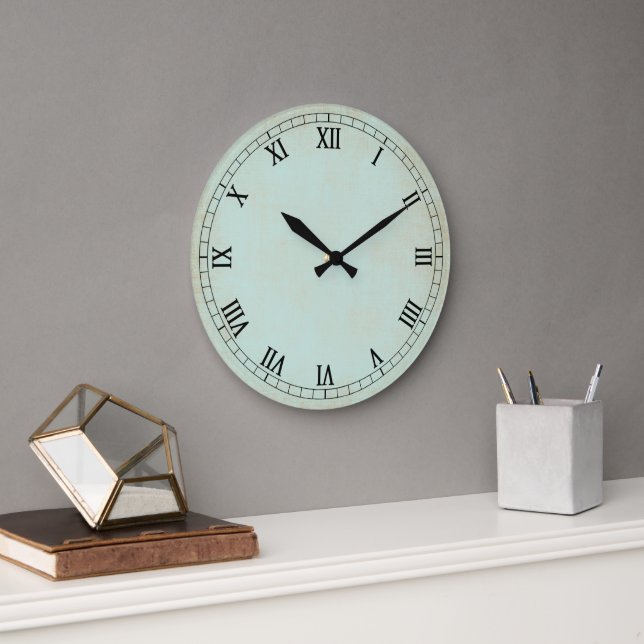 Vintage Aqua Cream Wall Clock (Office)