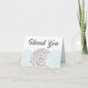 Vintage Aqua Flowers Thank You Greeting Card