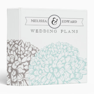 Vintage Aqua Flowers Wedding Planner Binder