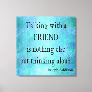 Vintage Aqua Teal Blue Addison Friendship Quote Canvas Print