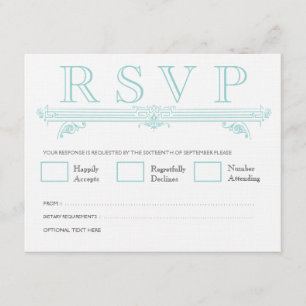 Vintage Aqua Turquoise Wedding RSVP Cards