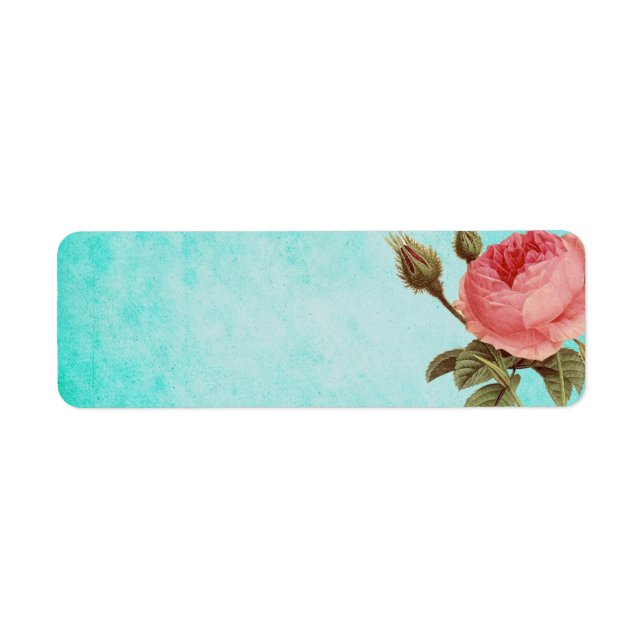 Vintage Aqua with Rose RSVP (Front)