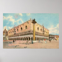 Vintage aquarelle Venice Doge's Palace