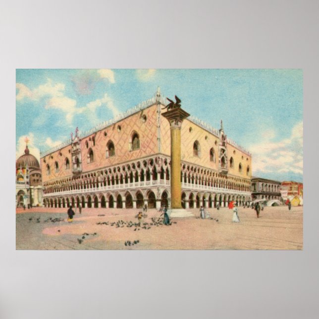 Vintage aquarelle Venice Doge's Palace Poster (Front)