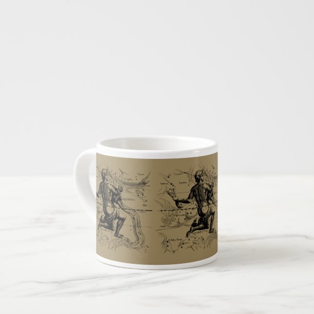Vintage Aquarius Constellation by Hevelius 1690 Espresso Cup (Front Left)