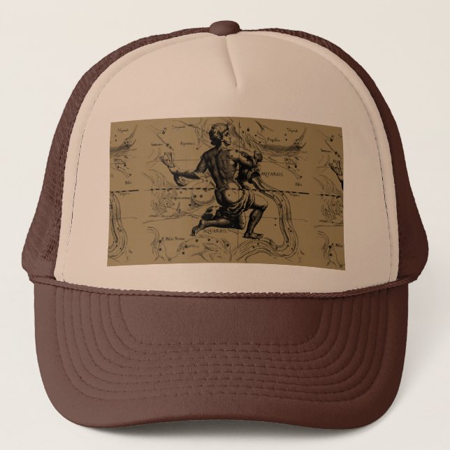 Vintage Aquarius Constellation by Hevelius 1690 Trucker Hat (Front)