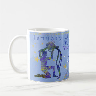 vintage Aquarius zodiac sign  blue personalized Coffee Mug