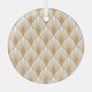 Vintage Arabesque Geometric Seamless Pattern Glass Ornament