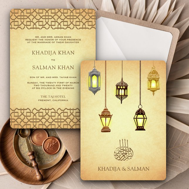 Vintage Arabian Glowing Lanterns Islamic Wedding Invitation (Creator Uploaded)