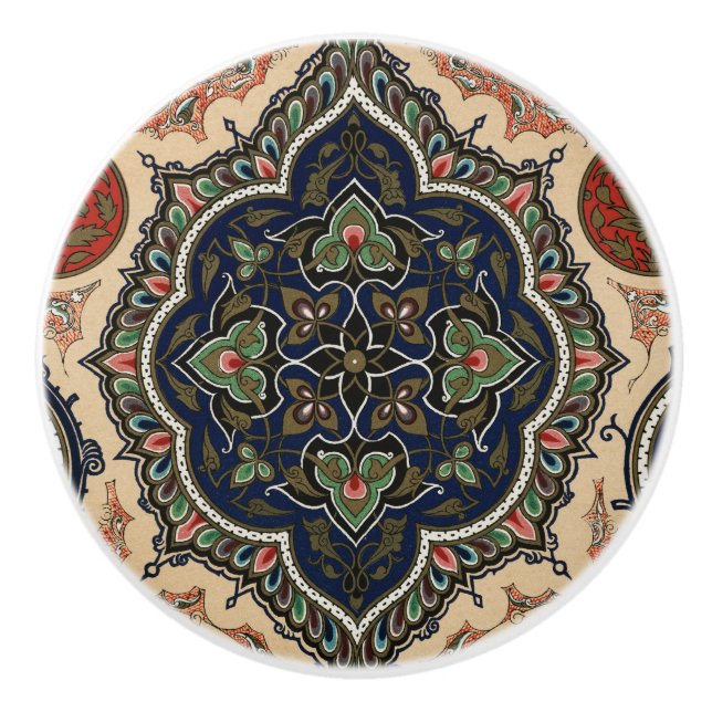Vintage Arabian Pattern Ceramic Knob (Front)