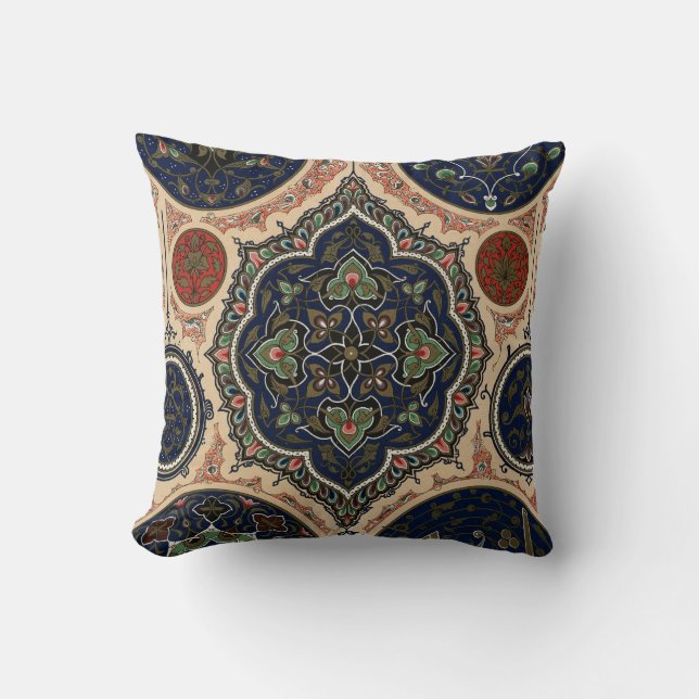 Vintage Arabian Pattern Throw Pillow (Front)