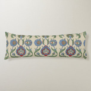 Vintage Arabic Blue Red Geometric Floral Art Print Body Pillow