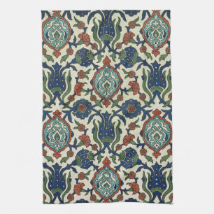 Vintage Arabic Geometric Floral Art Print Kitchen Towel