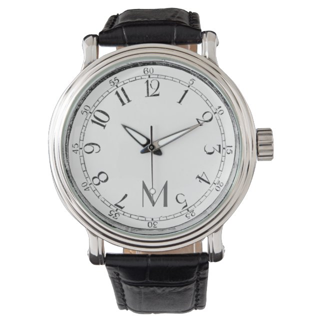 Vintage Arabic Numerals - your monogram Watch (Front)