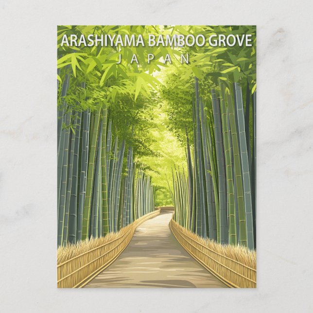 Vintage Arashiyama Bamboo Grove Japan Postcard (Front)