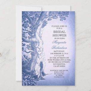 vintage arbre bleu rustique invitation à la douche