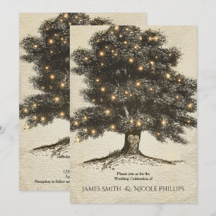 Vintage Arbre Rustique & Lumières Invitations de m