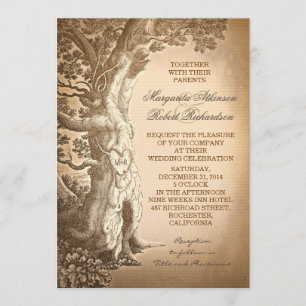 vintage arbre vieilles invitations de mariage rust