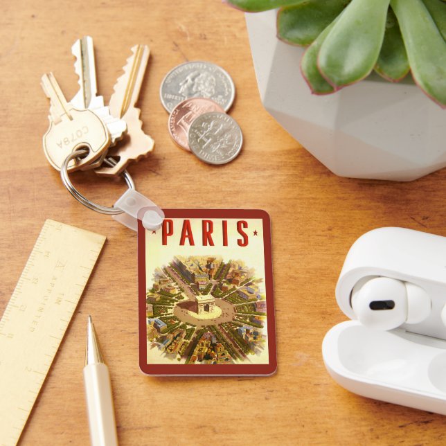 Vintage Arc de Triomphe, Paris, France Travel Art Keychain (Desk)