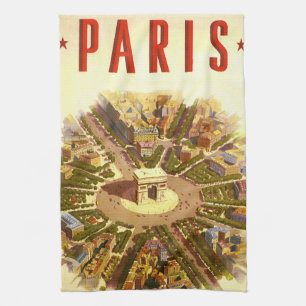 Vintage Arc de Triomphe, Paris, France Travel Art Kitchen Towel