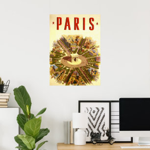 Vintage Arc de Triomphe, Paris, France Travel Art Poster