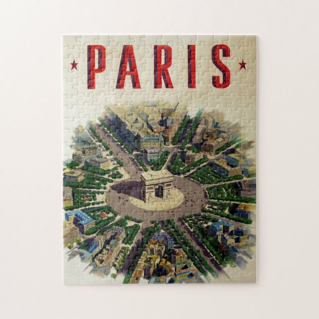 Vintage Arc de Triomphe Paris Illustration Jigsaw Puzzle (Vertical)