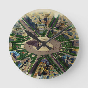 Vintage Arc de Triomphe Paris Round Clock