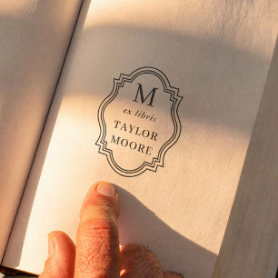 Vintage Arch Frame Elegant Monogram Ex Libris Book Rubber Stamp