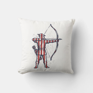 Vintage Archer American Flag Bow Hunting Shirt_1 Throw Pillow