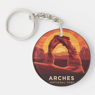 Vintage Arches National Park Sunset Keychain