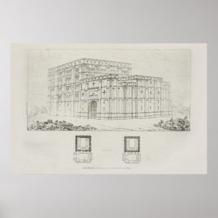 Vintage Architectural Design Drawing Cathedral Poster