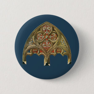 Vintage Architectural Element, Decorative Arches 2 Inch Round Button