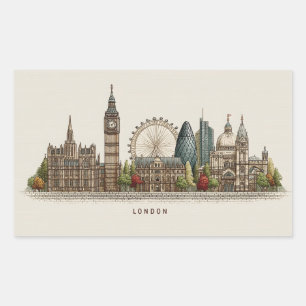 Vintage Architectural London Skyline Illustration Sticker