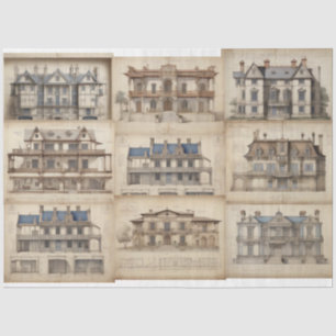 Vintage Architectural Scrapbook Decoupage Tissue Paper