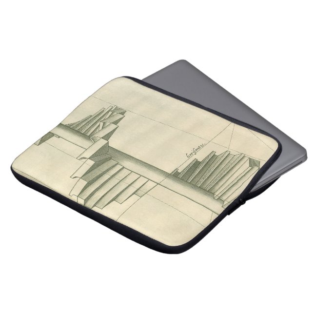 Vintage Architectural Stairs, Spiral Staircase Laptop Sleeve (Front Top)