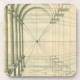 Vintage Architecture, Arches Columns Perspective Coaster