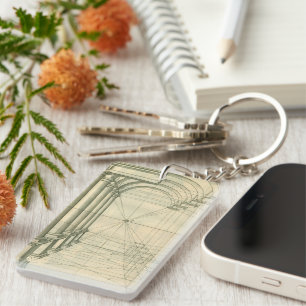Vintage Architecture, Arches Columns Perspective Keychain