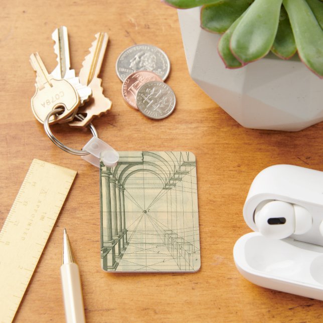 Vintage Architecture, Arches Columns Perspective Keychain (Desk)