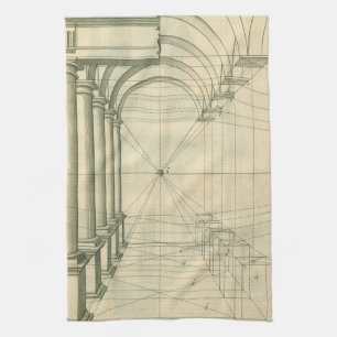 Vintage Architecture, Arches Columns Perspective Kitchen Towel