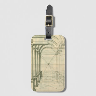 Vintage Architecture, Arches Columns Perspective Luggage Tag
