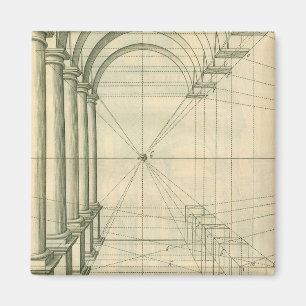 Vintage Architecture, Arches Columns Perspective Magnet