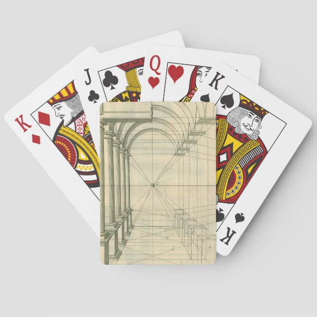 Vintage Architecture, Arches Columns Perspective Playing Cards (Back)
