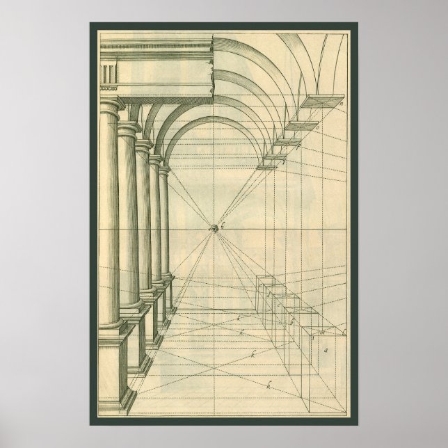 Vintage Architecture, Arches Columns Perspective Poster (Front)