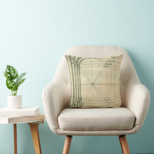 Vintage Architecture, Arches Columns Perspective Throw Pillow