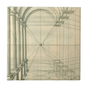 Vintage Architecture, Arches Columns Perspective Tile